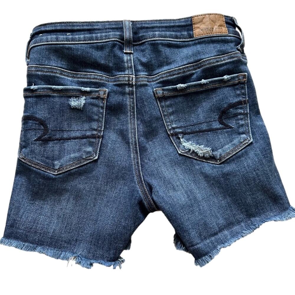 American Eagle Jean Next Level Stretch Hi Rise Shortie Shorts Distressed Size 0 - Picture 7 of 12